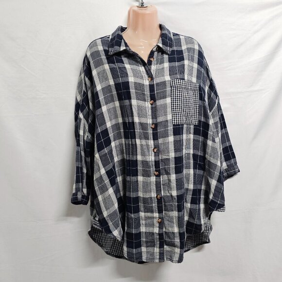 Anthropologie Pilcro The Bo Plaid Relaxed Top Blouse Shirt Size M/L - Picture 3 of 16